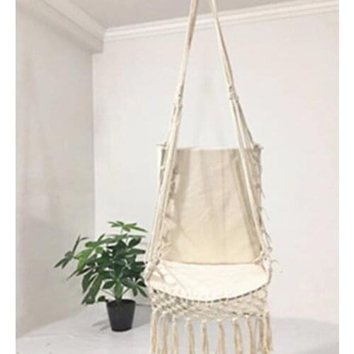 Nordic Style Hammock Safety Beige Hanging Hammock Chair Swing Rope Outdoor Indoor Hanging Chair Garden Seat for Child Adult