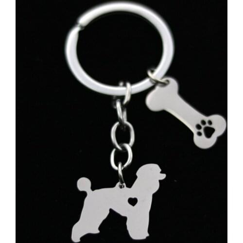 Teddy Keychain Pet Dog Bone Hollow Claw Stainless Steel Silver Keyrings Dog Lovers Car Key Ring Holder Fashion Jewelry