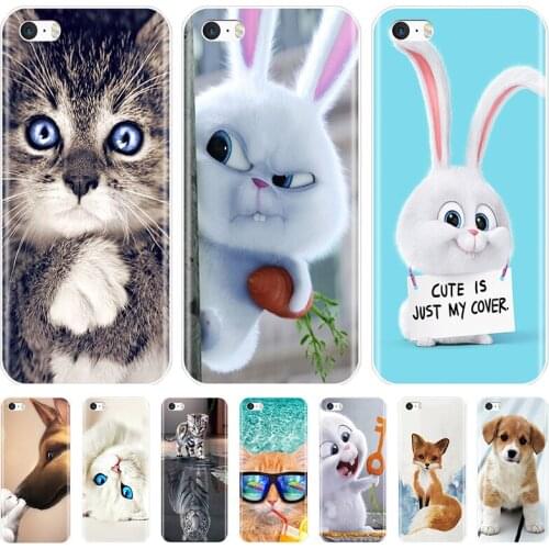 Phone Case For iPhone SE 5S 5 S 5C Soft Silicone TPU Ultra Thin Cute Animals Back Cover For iPhone 4S 4 S Case