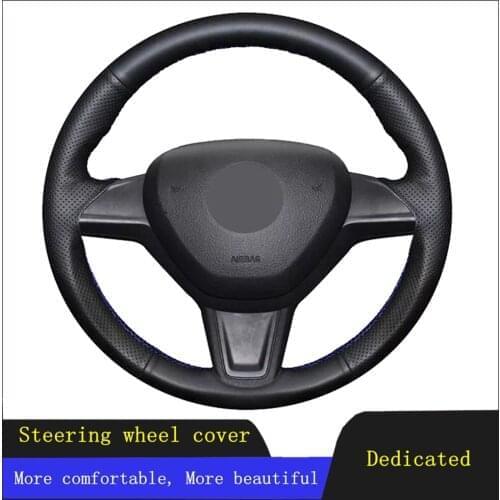 DIY Car Accessories Steering Wheel Covers Black Hand-stitched Comfortable Genuine Leather For Skoda Yeti 2014-2016 Rapid 2015
