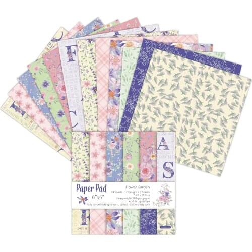 Flower garden Scrapbooking paper pack of 24 sheets handmade craft paper craft Background pad 912