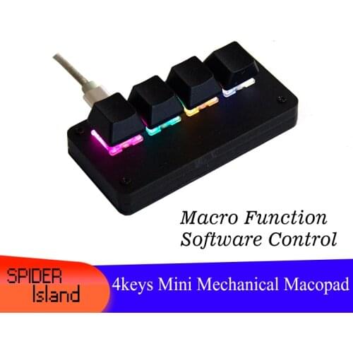 DIY Customize Shortcut Keyboard Software Define 4 keys Black RGB Backlight Macropad Macro Keyboard Programming Game Mini keypad
