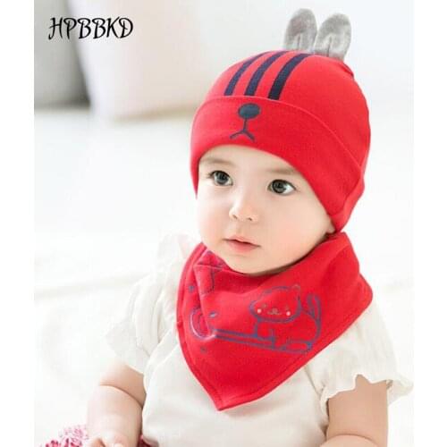 HPBBKD Newborn Baby Hat Set 2pcs/lot Infant Caps Cotton Baby Beanies Baby Girls Boys Hat Bib Kids Scarf Baby Hat Scarf Set GH614