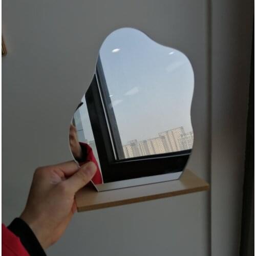 Ins Korean style Irregular Makeup Mirror Acrylic Decorative Mirror Wooden Base Girls Cosmetic de maquillaje Beauty Tools