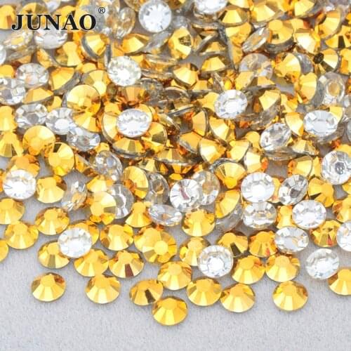 JUNAO 4 5 6mm Gold Flatback Crystal Rhinestones Resin Nail Art Stone Stickers Round Decorative Strass Applique For DIY Crafts