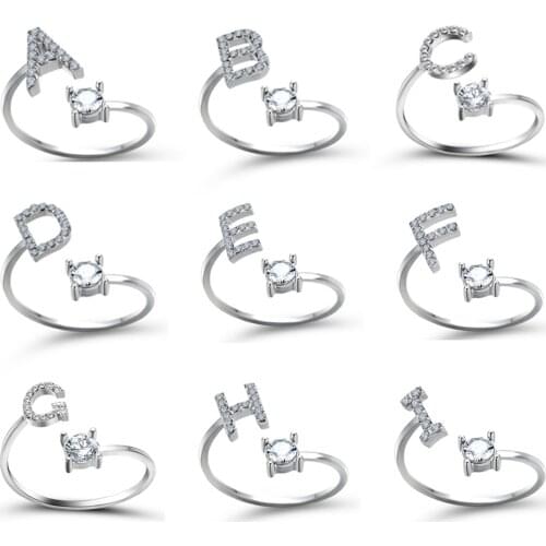 Fashion Tiny 26 Letters Rings For Women Creative Adjustable Open Ring Alphabet Initial Name Finger Ring Jewelry Friendship Gift