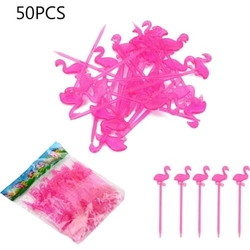 HILIFE Tableware Fruit Forks For Cake Dessert Kitchen Tools Cooking Tools Flamingo Picks 50Pcs/set Gadgets Party Supplies