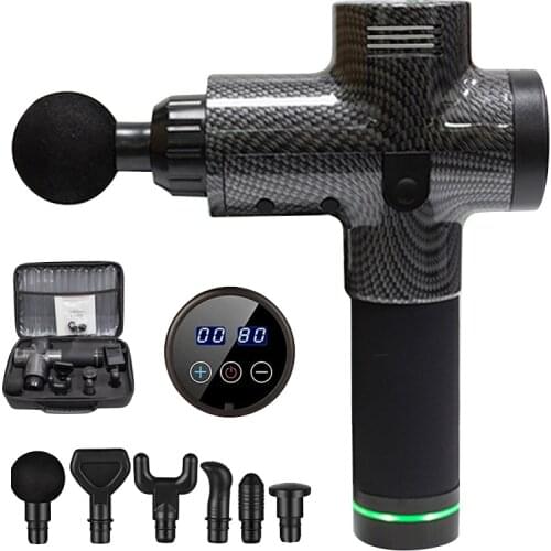 Massage Gun Neck Body Back Muscle Massager 20/30 Gear Fascia Gun 6 Heads Deep Tissue Relaxation Pain Relief Fitness