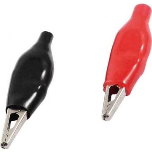 100PCS/lot Alligator Clip Clamp FOR Testing Probe Meter 27MM Black and red Plastic Boot
