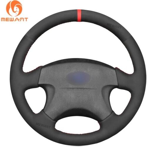 MEWANT Black Suede Genuine Leather Steering Wheel Cover for Subaru Forester Impreza Legacy Outback Baja 1999 2000 2001 2002-2006