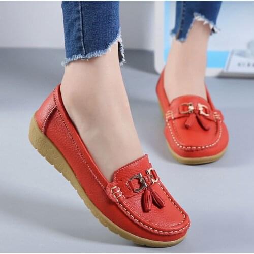Fashion women flats shoes genuine leather shoes woman cutout loafers slip on breathable ballet flat ballerina flats