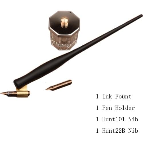 Resin Oblique Calligraphy Dip Pen Set with 2 Nibs 1 Fount Pen Holder Copperplate Script Dip Pen