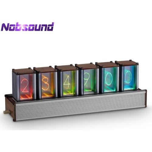 Nobsound 6-digit Modern Colorful RGB LED Clock Assembled/DIY Kit for Home Decor Alarm Clock Refer to Nixie Tube Era