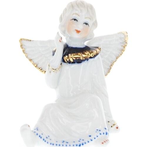 New Unique Ceramic Lovely Little Angel Figure Sculpture Porcelain Girl Statute Home Desk Ornaments Best Children Gift Room Decor