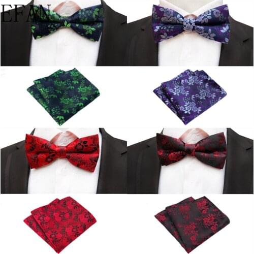 New Formal Butterfly Blue Luxury Jacquard Weave Bow Ties Set Gravata Bowties Pocket Square Handkerchief Bowtie Suit for Wedding