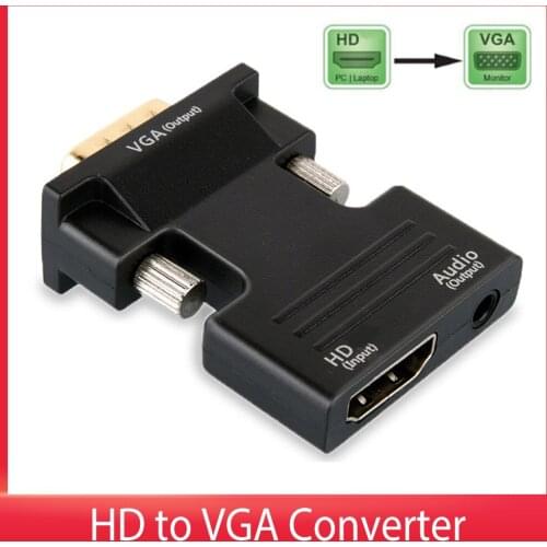 NEW HDMI-Compatible To VGA Female to Male Adapter Digital Analog Audio Video Adapter for PC Laptop HDTV Projector Monitor