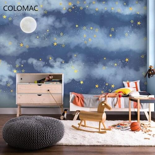 Colomac Custom Fantasy Starry Sky Cloud Wallpaper Childrens Bedroom Theme Hotel Mural Living Room Decorations Drop Shopping