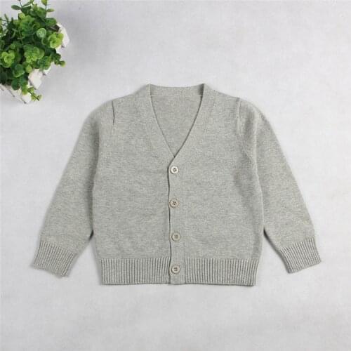 Baby Solid Casual Basic Sweater V-neck Kids Soft Wool Clothing for Boys Girls Autumn Winter Sweaters Hooded with Button