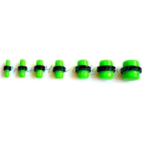 Wholesale Green Acrylic Ear Plug Ring stretcher kit set Body Piercing Plain O Ring Flesh Tunnel Ear Expander Free Shipping