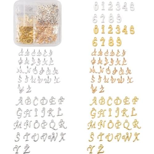 144pcs/Box Alloy Number & Alphabet Pendants Mixed Color for jewelry making DIY Creative Necklace Earring Decor Accessories
