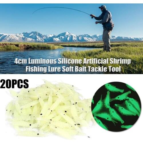 20Pcs 4cm Luminous Silicone Artificial Shrimp Fishing Lure Soft Bait Tackle Tool
