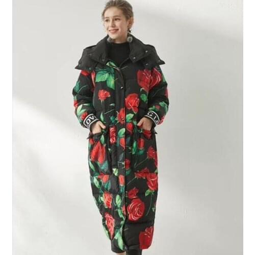 2019 Winter jacket women down jackets womens X long down coat flower parka duck down coats down outerwear brand famous show