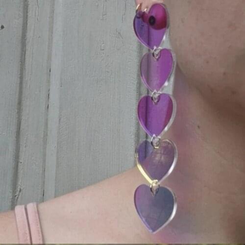 Iridescent Acrylic Tiered Hearts Stud Earring Womans Party Fashion Accessories