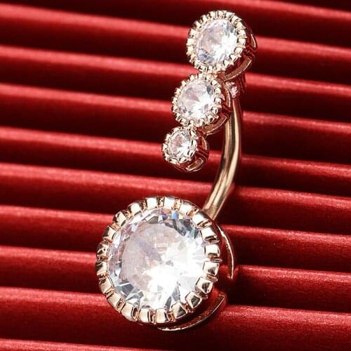 Sexy Women Round Cubic Zirconia Navel Ring Piercing Charm Shining Crystal Belly Button Ring Jewelry piercing ombligo