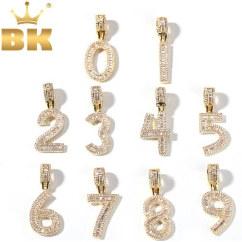THE BLING KING Baguette Numbers Chain Necklaces & Pendant Rope/Cuban Chain For Men Women Iced Out Cubic Zircon Hiphop Jewelry