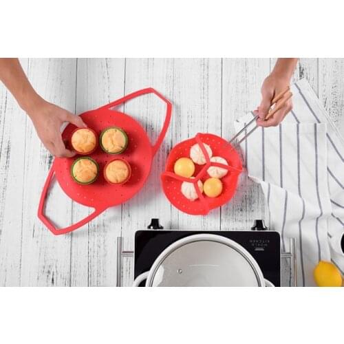 Collapsible silicone Steamer microwave Steamer oven Fish Kettle Poacher Cooker Food Vegetable Bowl Basket Kitchen Cooking Tools