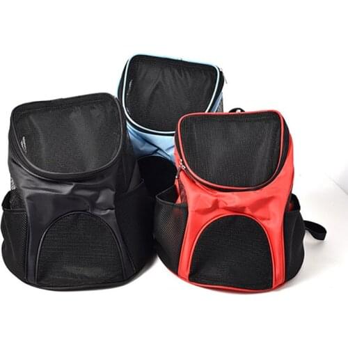 Outdoor Pet Carrying Bag Cat Dog Backpacks Foldable Front Zipper Breathable Mesh Double Shoulder Travel Bags for Small Dogs Cats