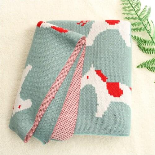 90X110cm Knitted Super Soft Lovely Horse Newborn Baby Blanket,Crib Blanket for Girls Boys, Toddler Blanket, Baby Stroller Cover