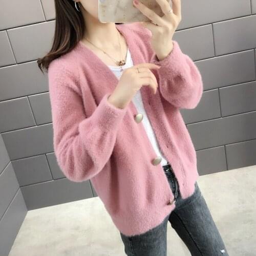 Sweaters For Women Cardigan 2021 New Fleece Knitted Cardigan Women Loose Short Sweater Winter Clothes Women LXJ2002
