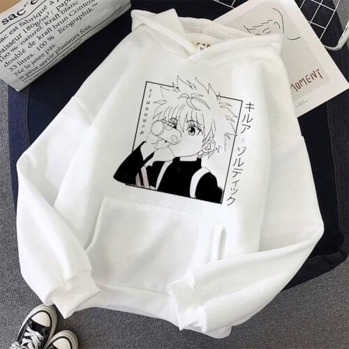 Kawaii Hunter X Hunter Hoodies Men Women Short Sleeve Sweatshirt Killua Zoldyck Anime Manga Black Hoodies Bluzy Tops Clothes