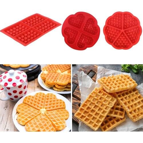 Waffle Silicone Mold Home DIY Square Heart Shape Waffle Muffin Cake Mold Waffle Biscuit Making Tool Kitchen Baking Supplies