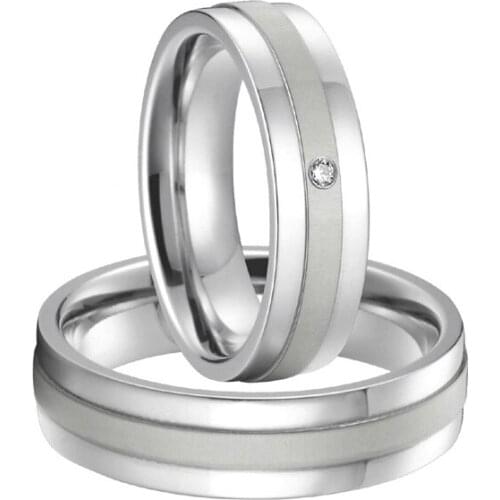 High end Custom Bridal Pair white gold color pure titanium steel couples wedding rings sets alliances anel 2015