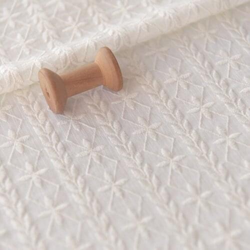 High quality Chiffon fabric Cream white embroidery tissu one-piece dress wedding fabrics