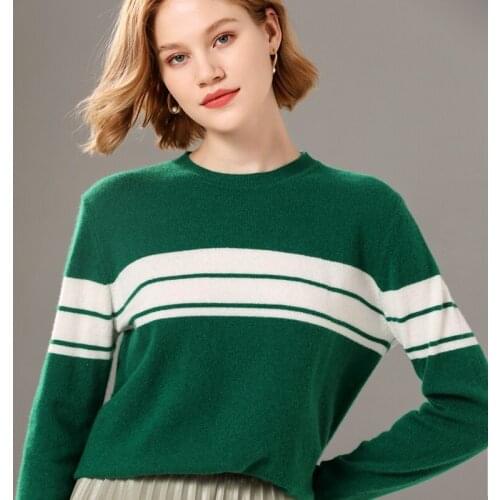 Womens pullover 2021 winter new 100% wool sweater casual solid color cashmere sweater round neck knitwear ladies tops thick hot