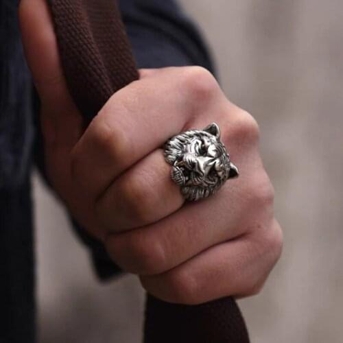 925 Sterling Silver Thai silver tiger head Open Ring for menExquisite Party Jewelry Birthday Gifts