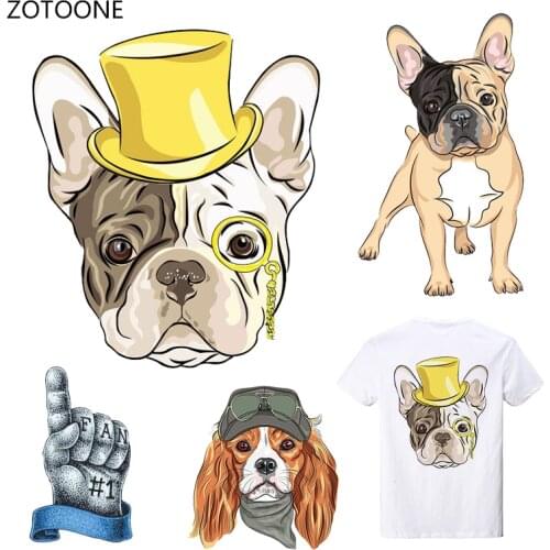 ZOTOONE Stripes Dog Iron on Transfer Patches on Clothing Diy Patch Heat Transfer for Clothes Decoration Stickers for Kid Gift G