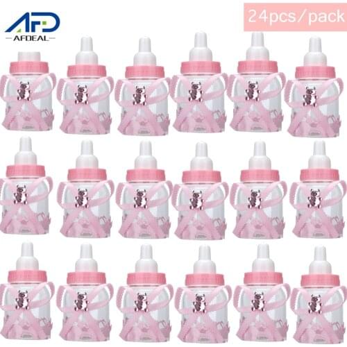 24pcs Baby Shower Decorations Chocolate Candy Bottle Sweet Candy Box Bottle Baptism Favors Box Wedding Birthday Party Gifts Box