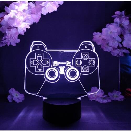 3D Creative Anime Gamepad Shape LED Night Light 7 Color Changing Desk Night Lamp for Kids Child Bedroom Decor Game Shop Decor