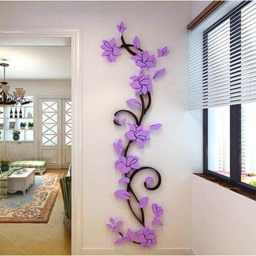 3D Vase Flower Tree DIY Removable Art Vinyl Wall Stickers Decal Mural Home Decor For Home Bedroom TV Background Decoration