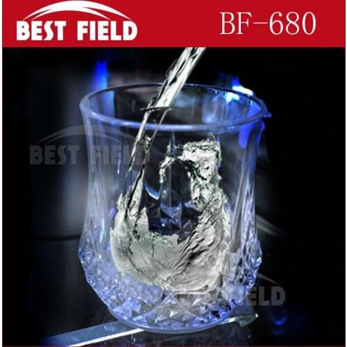 Free shipping 2pcs/lot 7OZ Water Sensor Light cup Flashing Led Wine Glass Light Up Barware Drink Cup led flashing cup