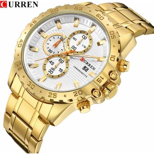 Top Brand CURREN Mens Watches Luxury Waterproof Sport Men Watch Stainless Steel Fashion Casual Wristwatch Male Reloj Hombre
