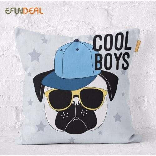 Cartoon Kids Room Decorative Cushion Cover Cool Summer Party Pillow Case Rock Cat Dog Space Cat Musical Poster 45*45cm/60x60cm