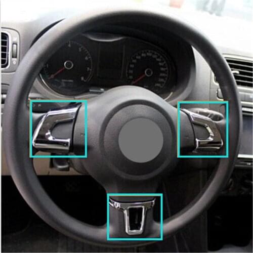 For Volkswagen Golf 6 Polo Jetta MK5 MK6 EOS Touran Caddy Fox Bora Geta Car Steering Wheel Chrome Trim Sequins Cover Sticker