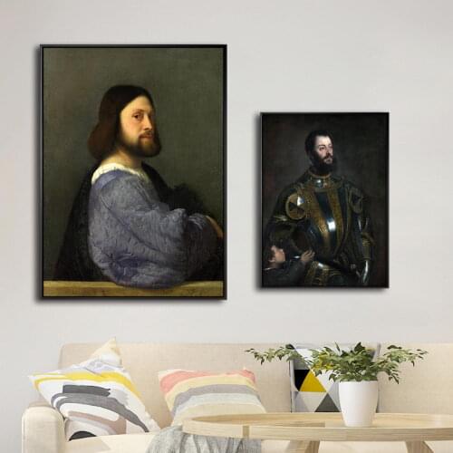 Home Decor Canvas Print Art Wall Pictures for Living Room Canvas Printing Paintings Italian Tiziano Vecellio Portrait Of Man
