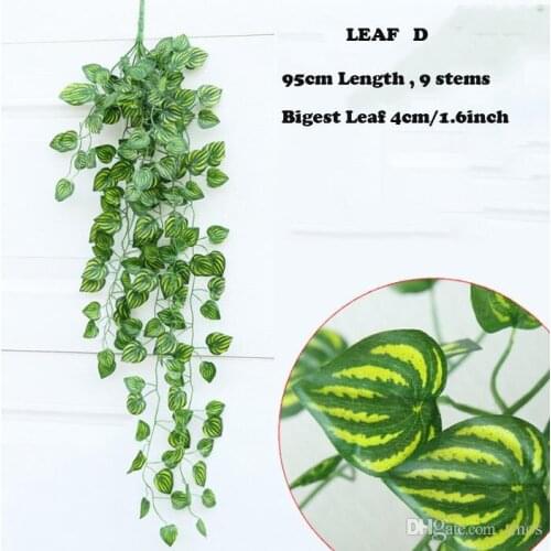 10PCS Green Artificial Fake Hanging Vine Plant Leaves Foliage Flower Garland Home Garden Wall Hanging Decoration IVY Vine Suppli
