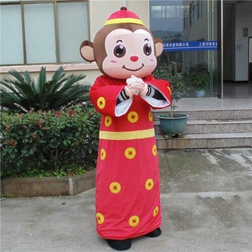 Chinese New Year Animal Mascot Monkey Mascot Costumes Cartoon Fancy Dress for Adult Halloween Party Stage Performance